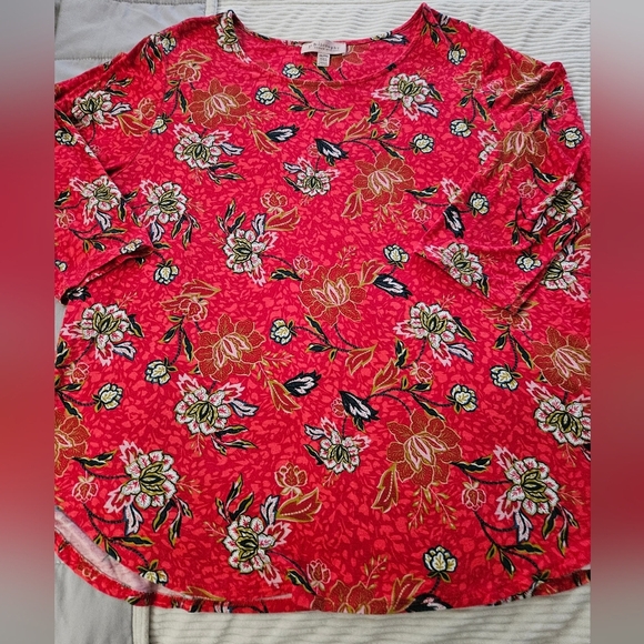 Philosophy Womens Floral Red Top 2X - Picture 5 of 5